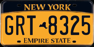 NY license plate GRT8325