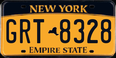 NY license plate GRT8328
