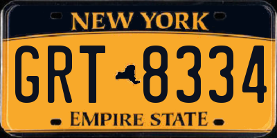 NY license plate GRT8334