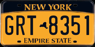 NY license plate GRT8351