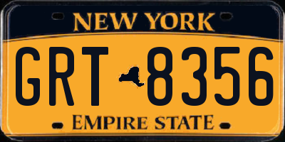 NY license plate GRT8356