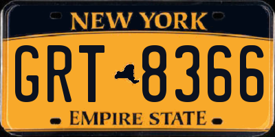 NY license plate GRT8366