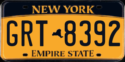 NY license plate GRT8392