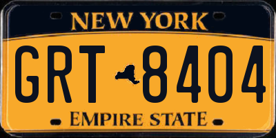 NY license plate GRT8404