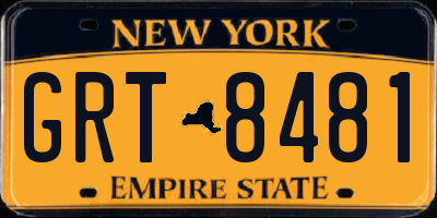 NY license plate GRT8481