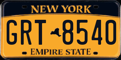 NY license plate GRT8540