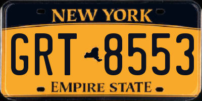NY license plate GRT8553