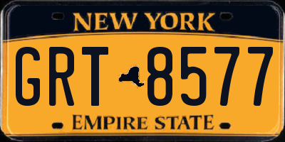 NY license plate GRT8577