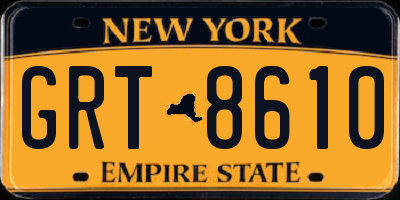 NY license plate GRT8610