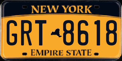 NY license plate GRT8618