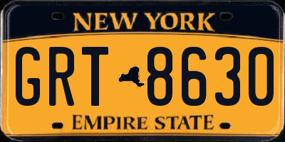 NY license plate GRT8630