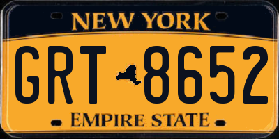 NY license plate GRT8652