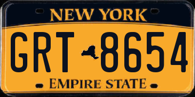 NY license plate GRT8654