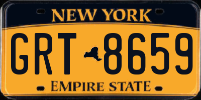 NY license plate GRT8659