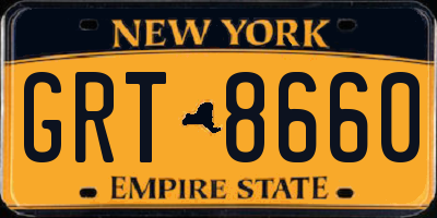 NY license plate GRT8660