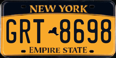 NY license plate GRT8698