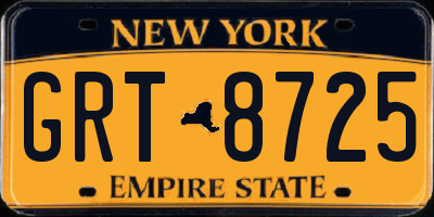 NY license plate GRT8725