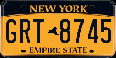 NY license plate GRT8745