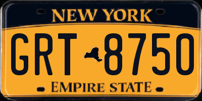 NY license plate GRT8750