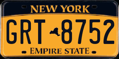 NY license plate GRT8752