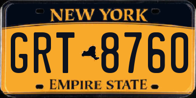 NY license plate GRT8760