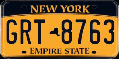 NY license plate GRT8763