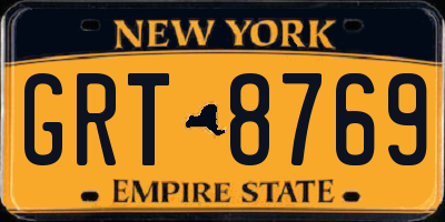 NY license plate GRT8769