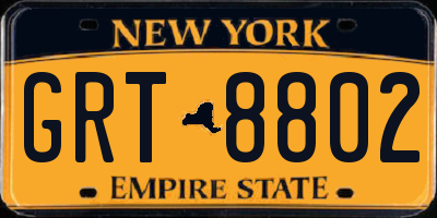 NY license plate GRT8802