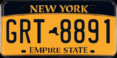 NY license plate GRT8891