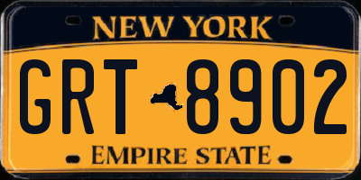 NY license plate GRT8902