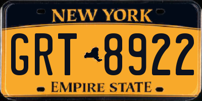 NY license plate GRT8922