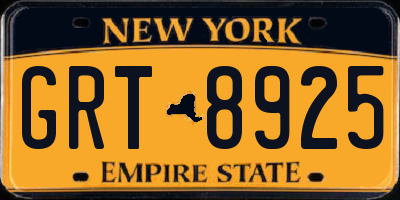NY license plate GRT8925