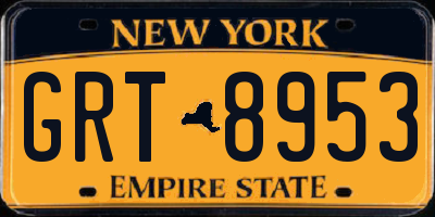 NY license plate GRT8953