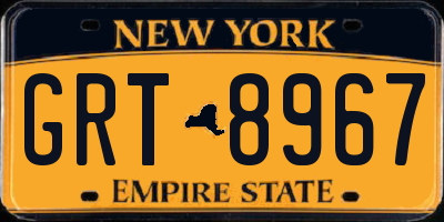 NY license plate GRT8967