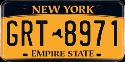 NY license plate GRT8971