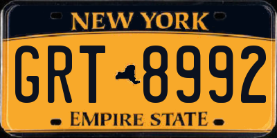 NY license plate GRT8992