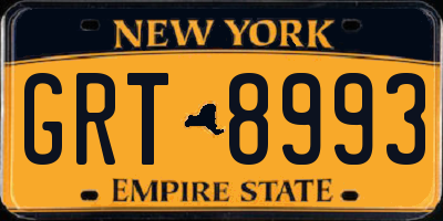 NY license plate GRT8993