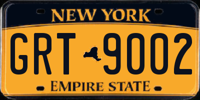 NY license plate GRT9002