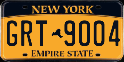 NY license plate GRT9004