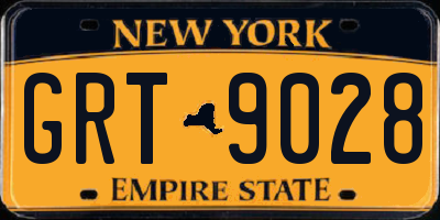 NY license plate GRT9028