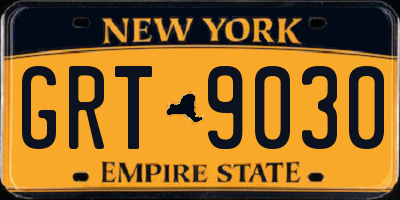 NY license plate GRT9030