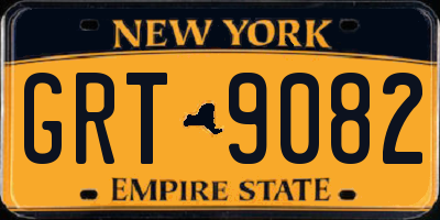 NY license plate GRT9082