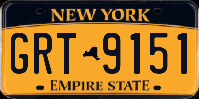 NY license plate GRT9151