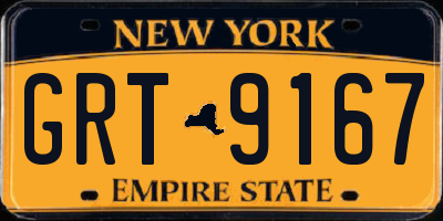 NY license plate GRT9167