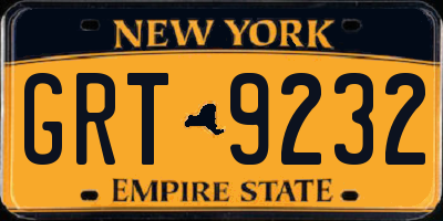 NY license plate GRT9232