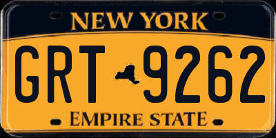 NY license plate GRT9262