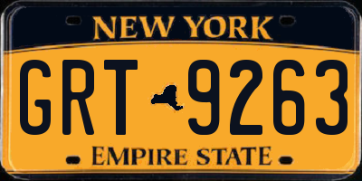 NY license plate GRT9263