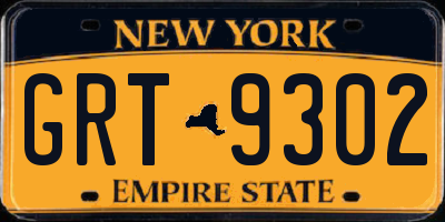 NY license plate GRT9302