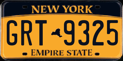 NY license plate GRT9325