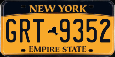NY license plate GRT9352